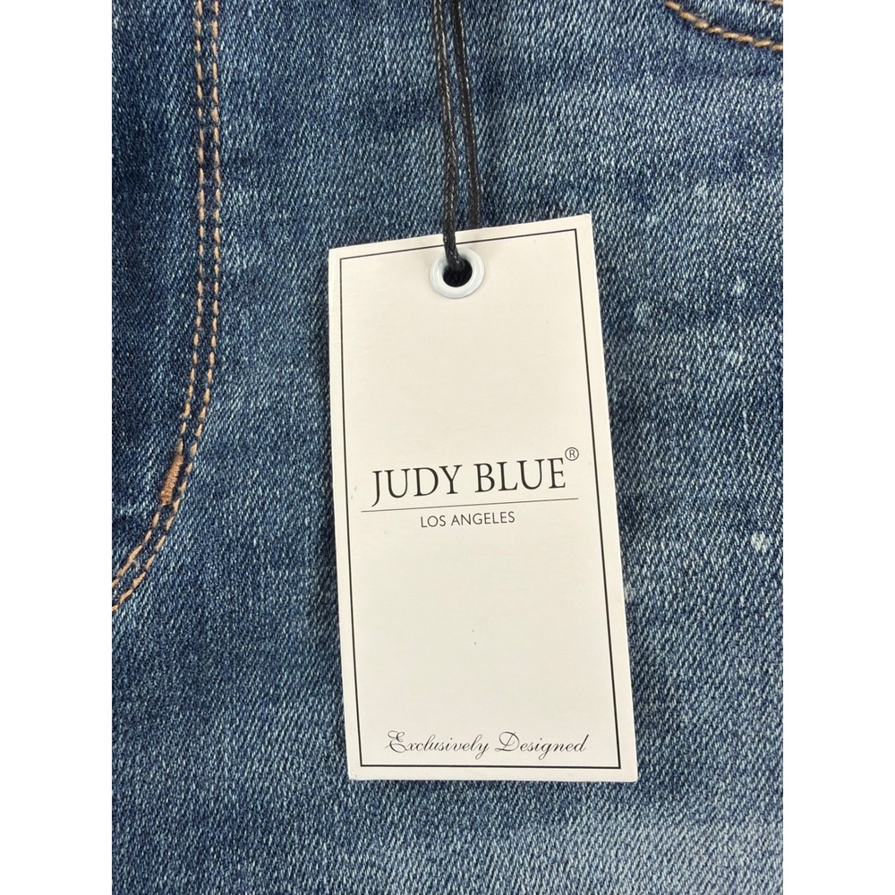 Judy Blue Distressed Denim Shorts Medium Wash Raw Hem JB15202MD XL Womens - Picture 3 of 14